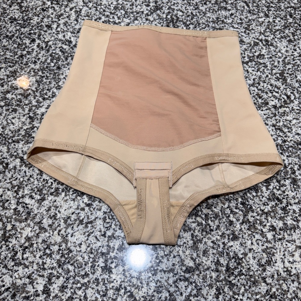 Bellefit Postpartum Girdle Pull-On Snap Shapewear Women Large Tan Compression